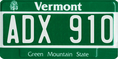 VT license plate ADX910