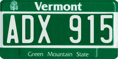 VT license plate ADX915
