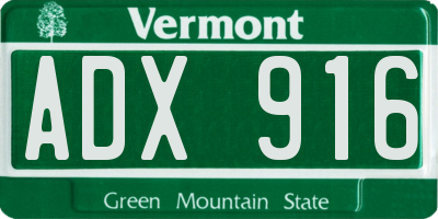 VT license plate ADX916