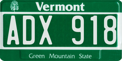 VT license plate ADX918