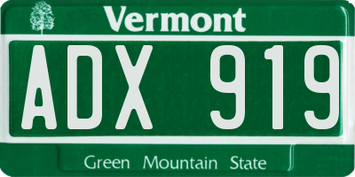 VT license plate ADX919