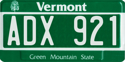 VT license plate ADX921