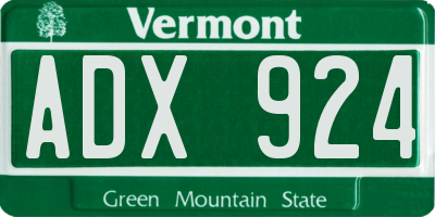 VT license plate ADX924