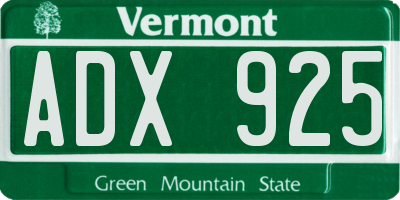 VT license plate ADX925