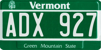 VT license plate ADX927