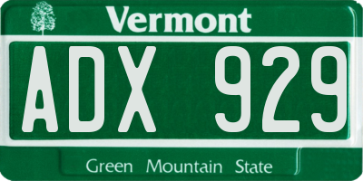 VT license plate ADX929