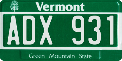 VT license plate ADX931