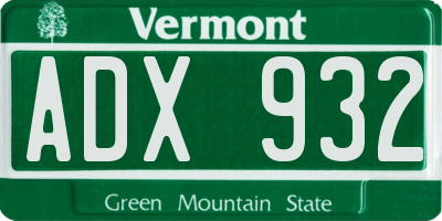 VT license plate ADX932