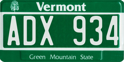 VT license plate ADX934