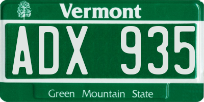 VT license plate ADX935