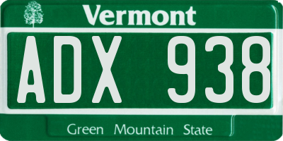 VT license plate ADX938
