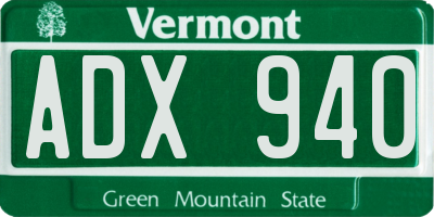 VT license plate ADX940