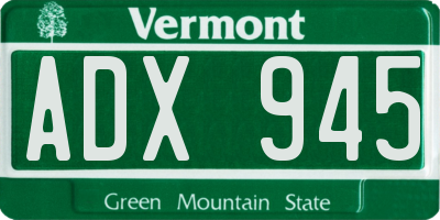 VT license plate ADX945