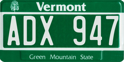 VT license plate ADX947