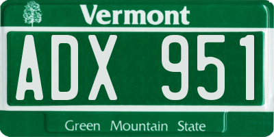 VT license plate ADX951