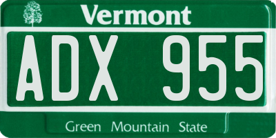 VT license plate ADX955