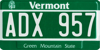 VT license plate ADX957