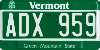 VT license plate ADX959
