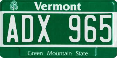 VT license plate ADX965