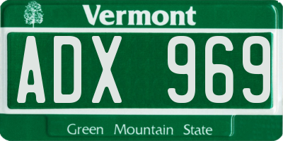 VT license plate ADX969