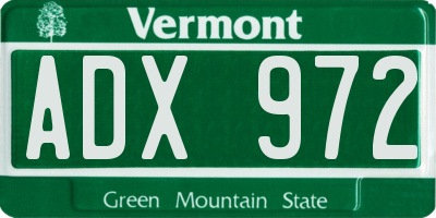 VT license plate ADX972