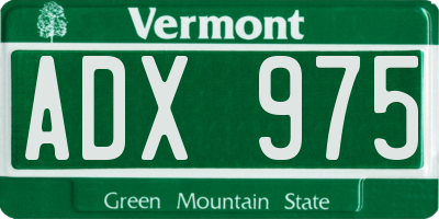 VT license plate ADX975