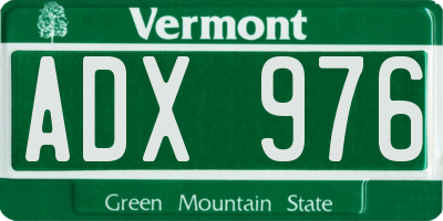 VT license plate ADX976