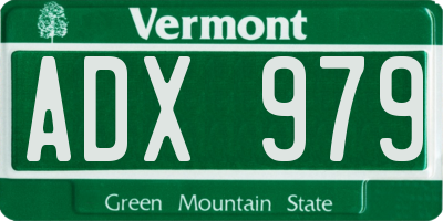 VT license plate ADX979