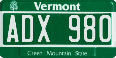 VT license plate ADX980