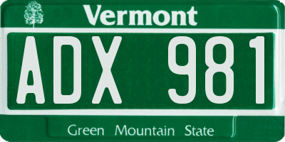 VT license plate ADX981