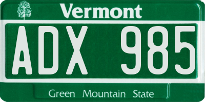 VT license plate ADX985