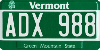 VT license plate ADX988