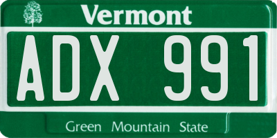 VT license plate ADX991