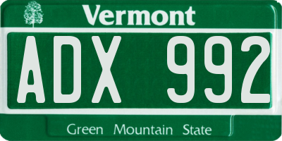 VT license plate ADX992
