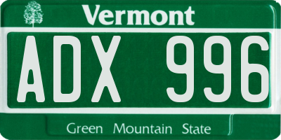 VT license plate ADX996