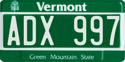 VT license plate ADX997