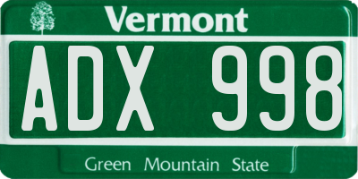 VT license plate ADX998