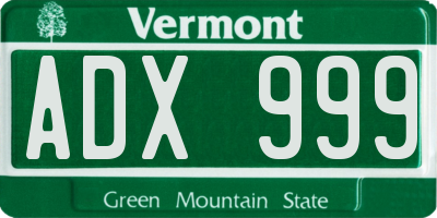 VT license plate ADX999