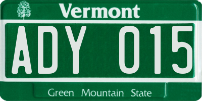 VT license plate ADY015