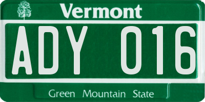 VT license plate ADY016