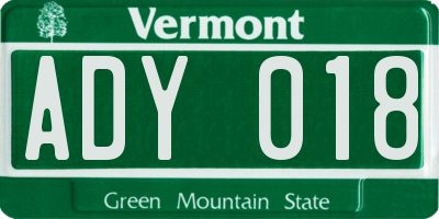 VT license plate ADY018