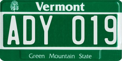 VT license plate ADY019