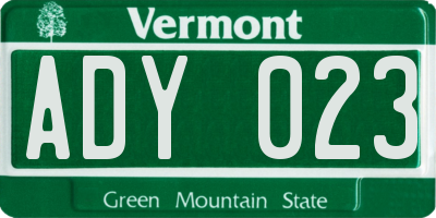 VT license plate ADY023