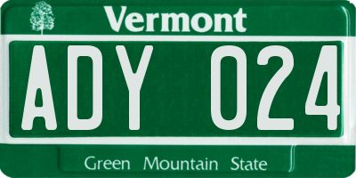 VT license plate ADY024