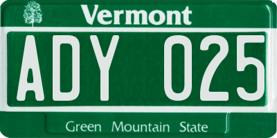 VT license plate ADY025