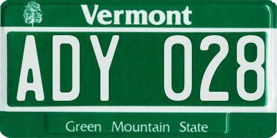 VT license plate ADY028