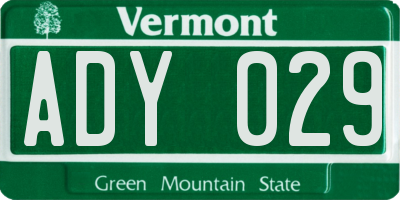VT license plate ADY029