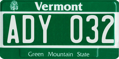 VT license plate ADY032