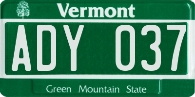 VT license plate ADY037