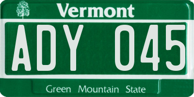 VT license plate ADY045